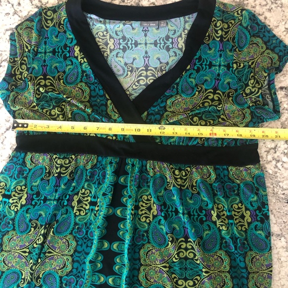 Apt. 9 Retro Floral Short Sleeve Top Size XL Deep V-Neck Multicolor Floral Top - Picture 6 of 15